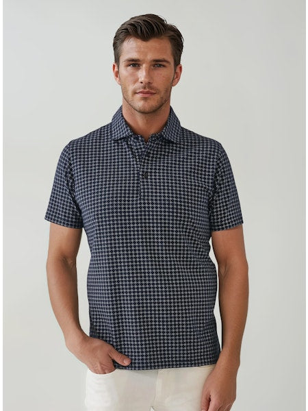 Patrick Assaraf SS Micro Geo Print Polo