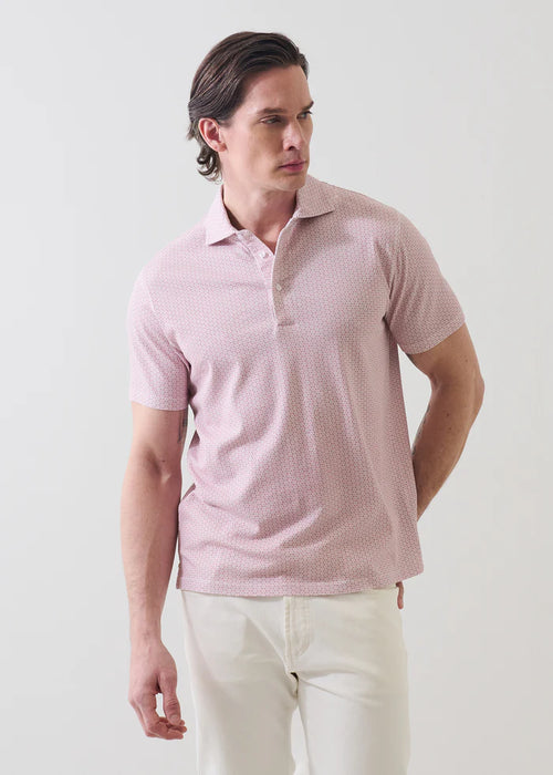 Patrick Assaraf Pima Cotton Stretch Micro Geometric Print Polo