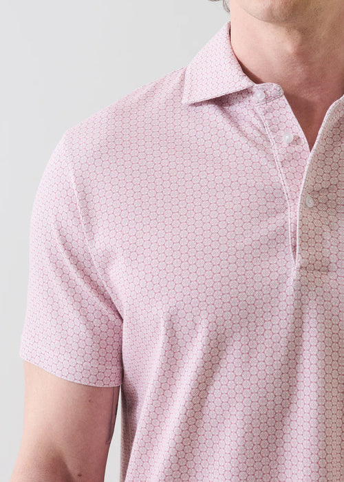 Patrick Assaraf Pima Cotton Stretch Micro Geometric Print Polo