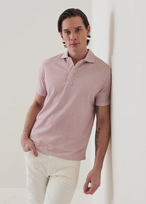 Patrick Assaraf Pima Cotton Stretch Micro Geometric Print Polo