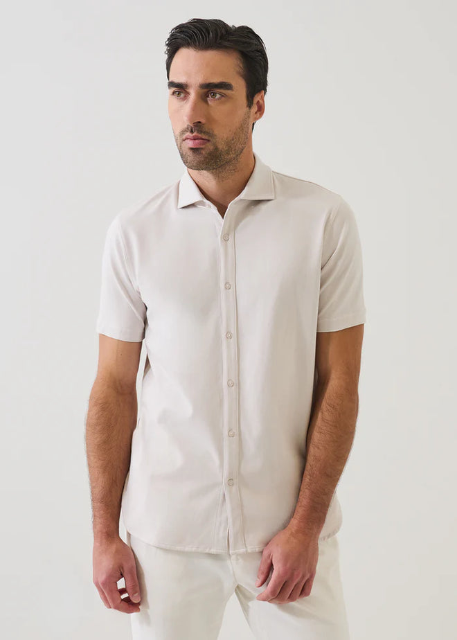 PATRICK ASSARAF PIMA COTTON STRETCH BUTTON FRONT SHIRT