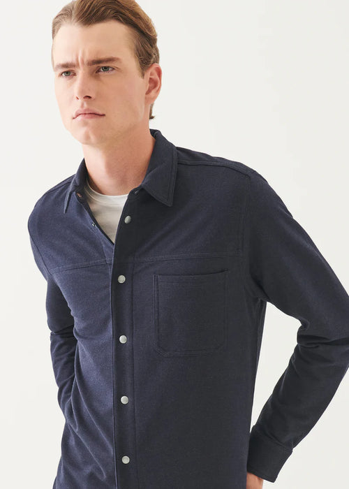 PATRICK ASSARAF PIMA COTTON STRETCH OVERDYE SNAP FRONT SHIRT