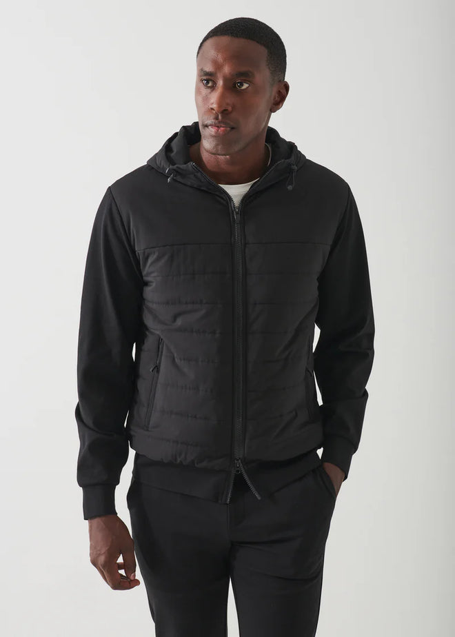 PATRICK ASSARAF QUILTED MIX MEDIA HOODIE