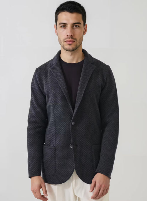 Patrick Assaraf Bubble Stitch 2 Button Knit Blazer