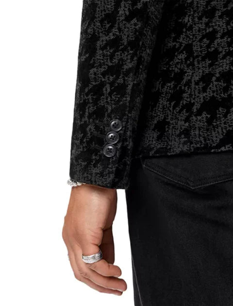 JOHN VARVATOS KAL HOUNDSTOOTH KNIT BLAZER