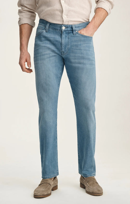 Refined slim-tapered jeans in a light blue wash. Lightweight Aerodenim offers breathable comfort and durability, evolving with every wear for a lived-in feel