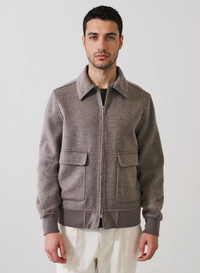 Patrick Assaraf Wool/Cashmere Zip-Up Bomber Jacket