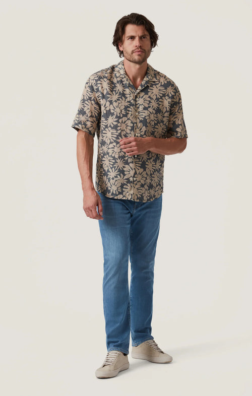 34 HERITAGE BLOOM LINEN SHORT SLEEVE SHIRT IN TWINE