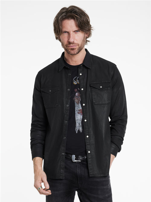 JOHN VARVATOS WAX COATED WESTERN SHIRT