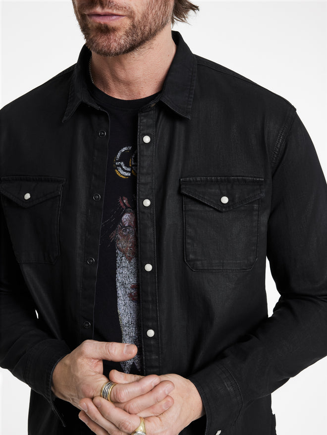 JOHN VARVATOS WAX COATED WESTERN SHIRT