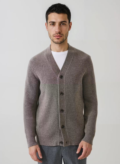 Patrick Assaraf Ribbed Wool/Cashmere Button Cardigan