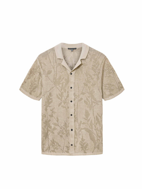 John Varvatos Miguel SS Camp Collar W Pointelle And Pigment Dye