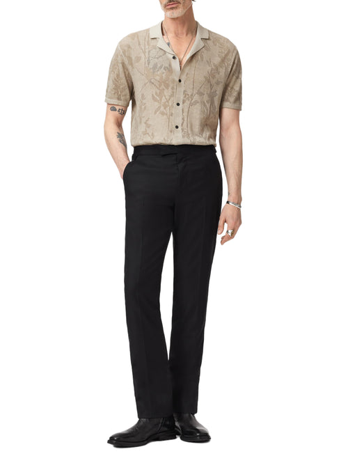 John Varvatos Miguel SS Camp Collar W Pointelle And Pigment Dye