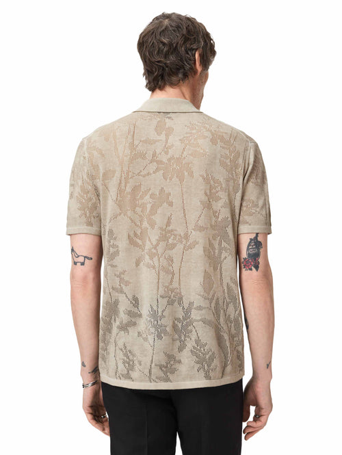 John Varvatos Miguel SS Camp Collar W Pointelle And Pigment Dye