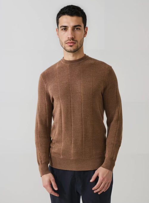 Patrick Assaraf Drop Needle Birdseye Crewneck