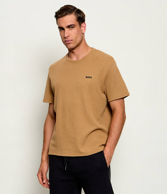 Boss Cotton-blend pyjama T-shirt with embroidered logo
