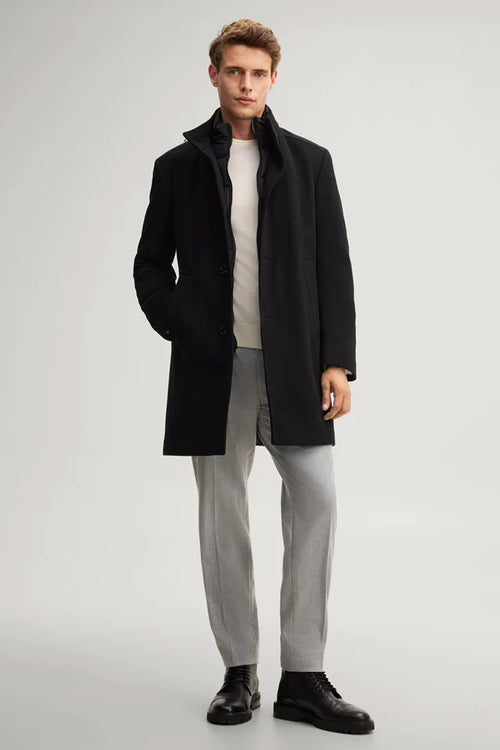 Joop Wool-blend coat with inlay in black
