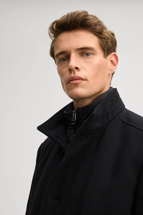 Joop Wool-blend coat with inlay in black