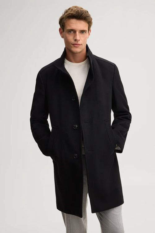 Joop Wool-blend coat with inlay in black
