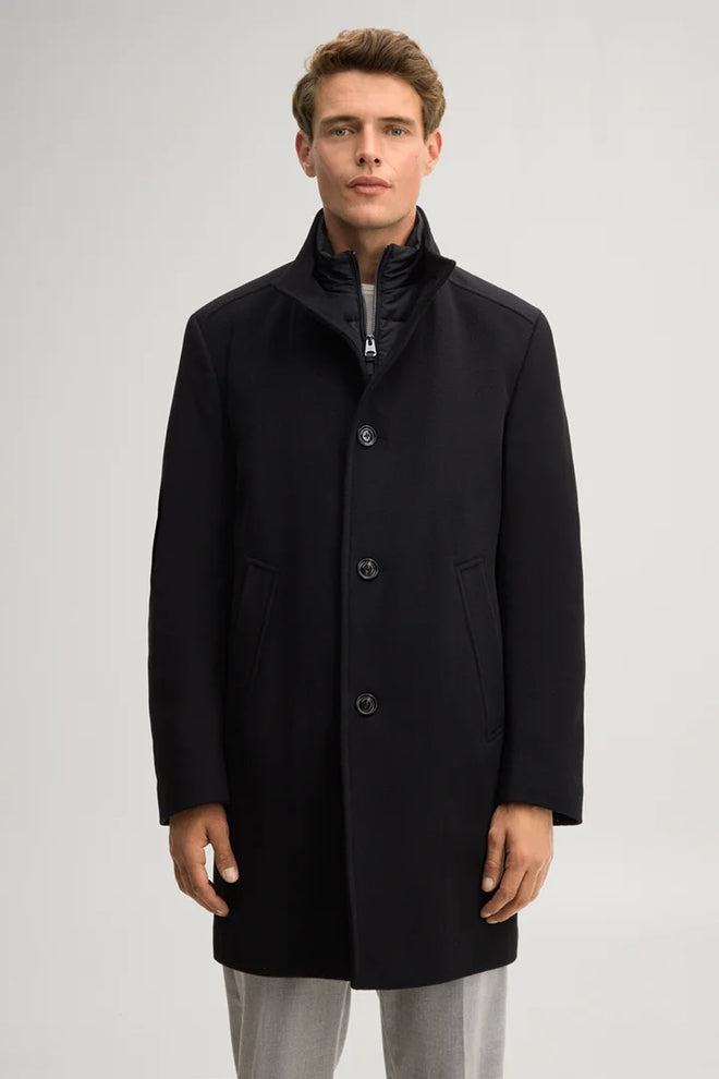 Joop Wool-blend coat with inlay in black