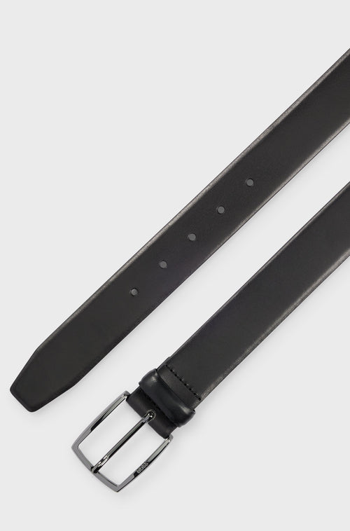 Boss Italian-leather belt with polished gunmetal buckle