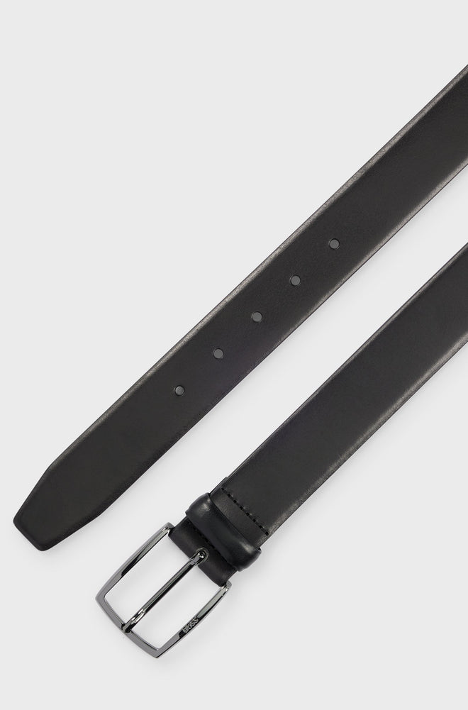 Boss Italian-leather belt with polished gunmetal buckle