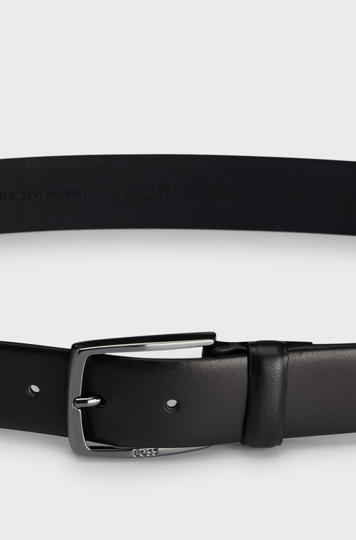 Boss Italian-leather belt with polished gunmetal buckle
