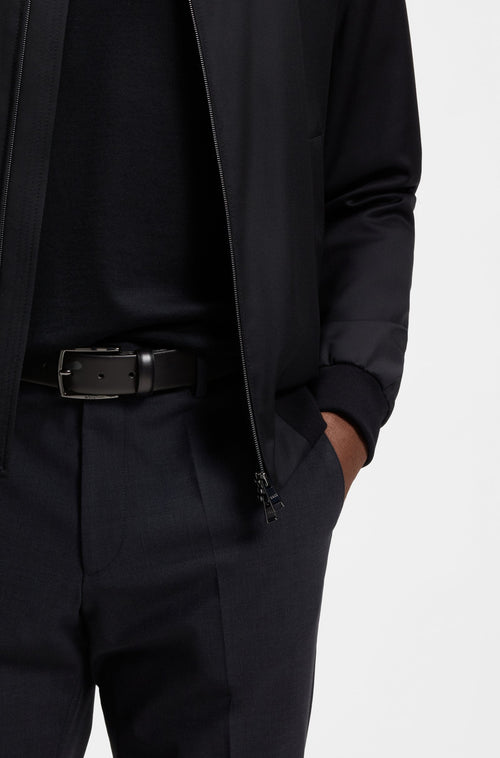 Boss Italian-leather belt with polished gunmetal buckle