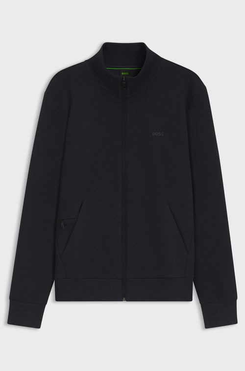 Boss Skaz Zip-up sweatshirt in stretch cotton with logo print