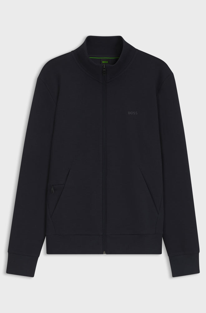 Boss Skaz Zip-up sweatshirt in stretch cotton with logo print