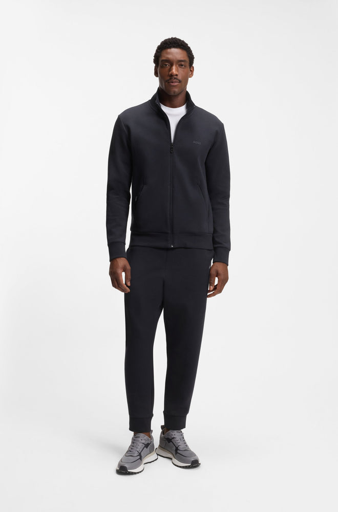 Boss Skaz Zip-up sweatshirt in stretch cotton with logo print