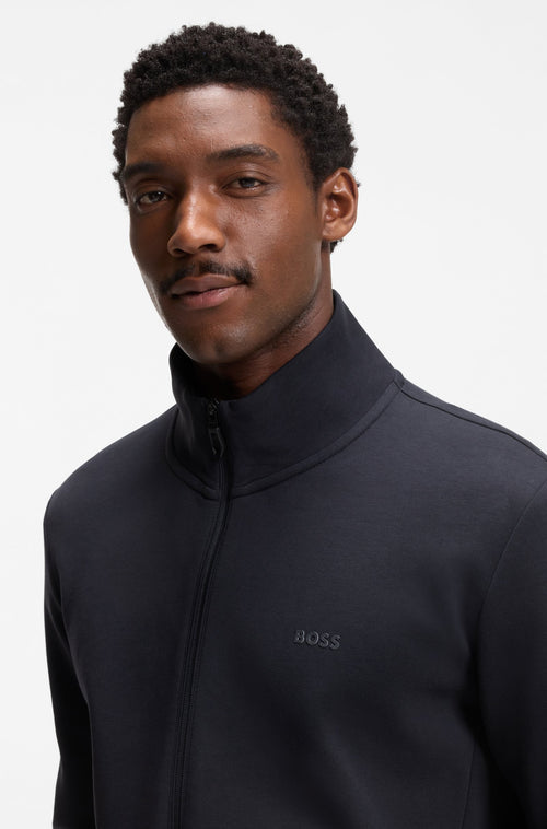 Boss Skaz Zip-up sweatshirt in stretch cotton with logo print