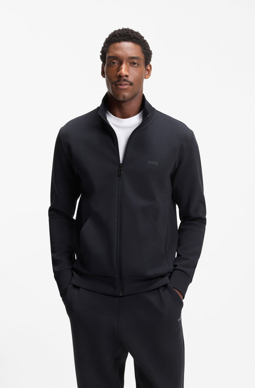 Boss Skaz Zip-up sweatshirt in stretch cotton with logo print