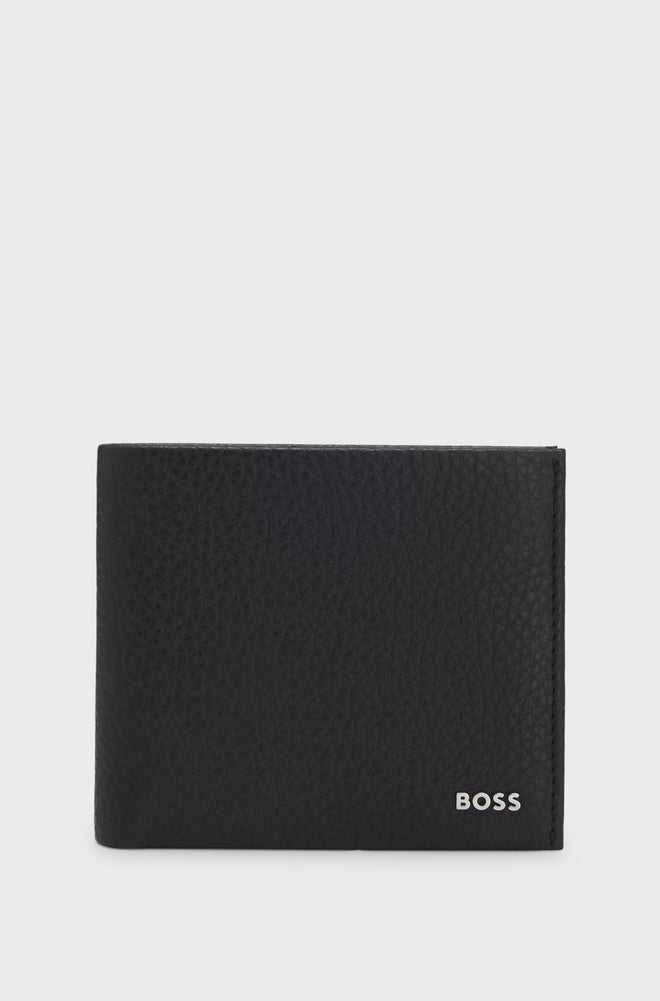 Boss Grained-leather wallet with logo lettering