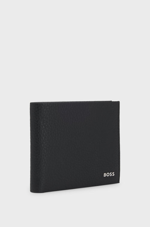 Boss Grained-leather wallet with logo lettering