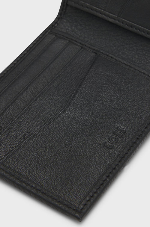 Boss Grained-leather wallet with logo lettering