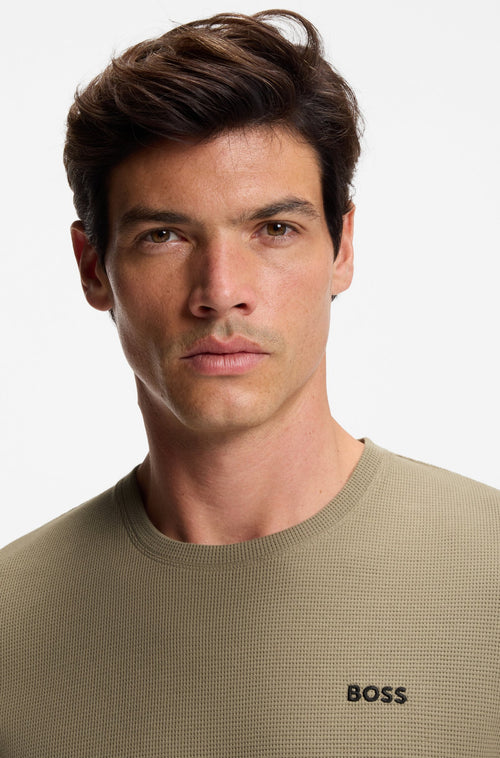 Boss Cotton-blend pyjama T-shirt with embroidered logo