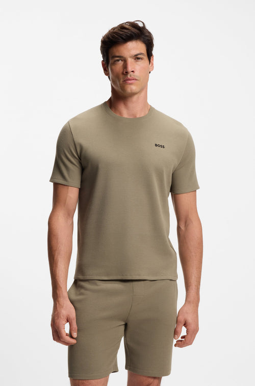 Boss Cotton-blend pyjama T-shirt with embroidered logo
