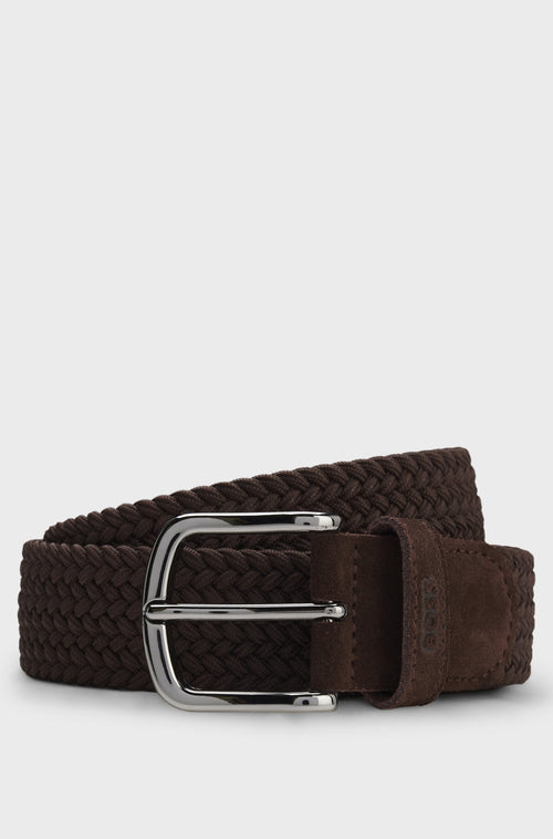 Boss Woven belt with leather trims