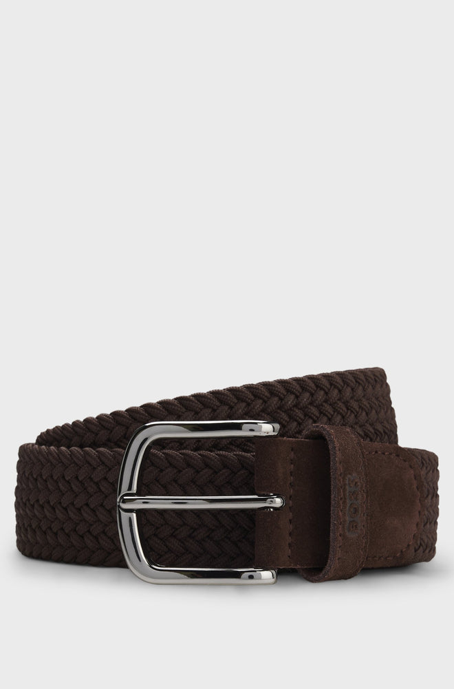 Boss Woven belt with leather trims