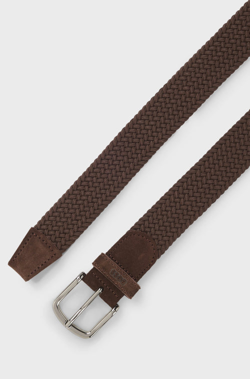 Boss Woven belt with leather trims