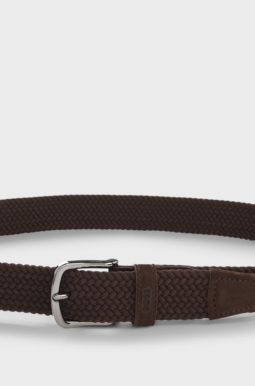 Boss Woven belt with leather trims