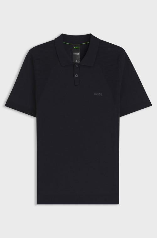 Boss Cotton-blend knit polo with bodymapping structure