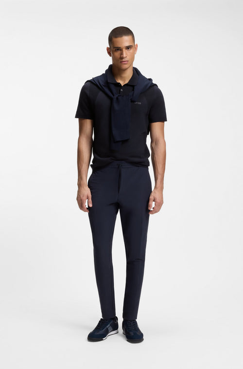 Boss Cotton-blend knit polo with bodymapping structure