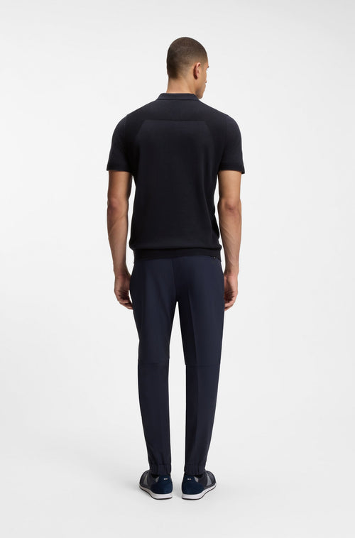 Boss Cotton-blend knit polo with bodymapping structure