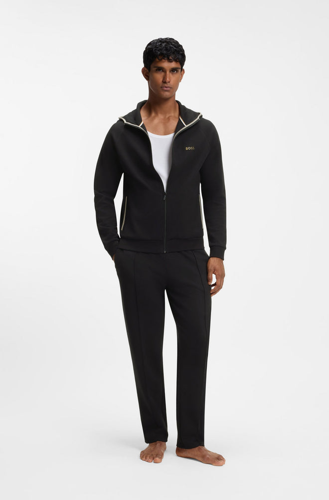 Boss Cotton-blend zip-up hoodie with contrast binding