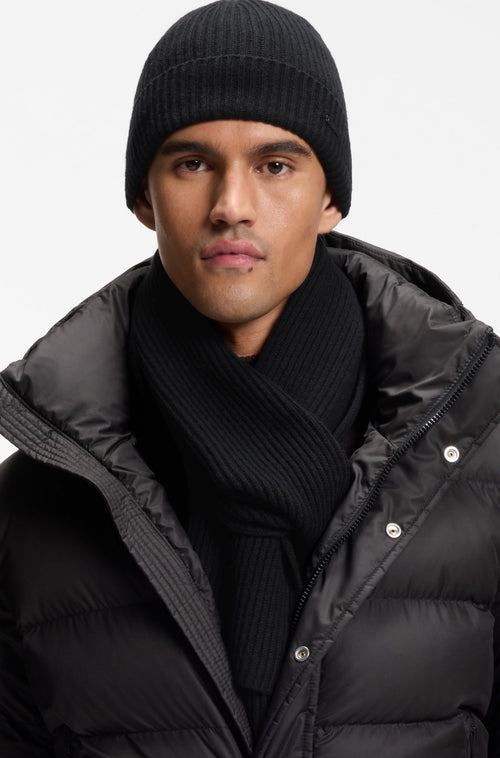 Boss Beanie hat and scarf set in wool and cashmere