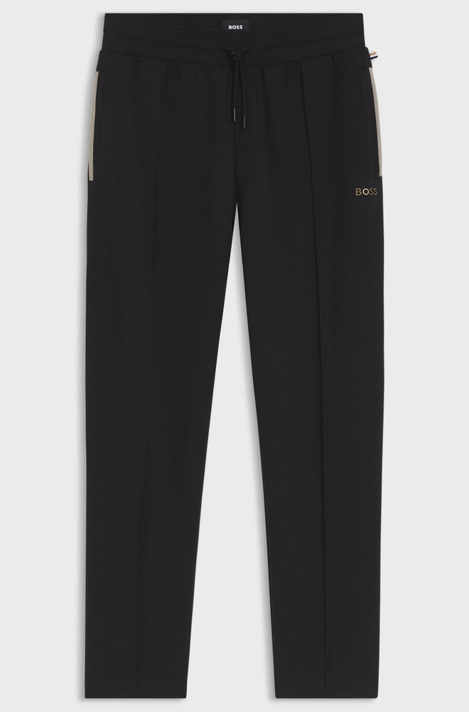 Boss Interlock-cotton-blend tracksuit bottoms with metallic logo