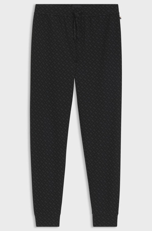 Boss Cuffed pyjama bottoms in monogram-print waffle fabric