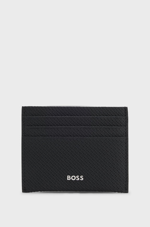 Boss Card holder in monogram-pattern recycled leather